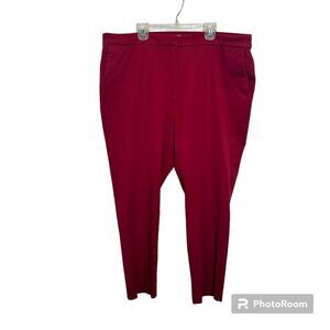 J Jill Pants Womens 18 Red Cropped Premium Bi‎ Stretch High Rise Casual Cotton